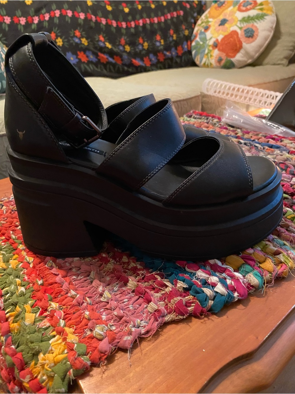 Windsor Smith Match Leather Platform Black Sandals Size 10 - Picture 4 of 9